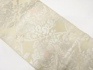 アンティーク 服部織物製 こはく錦 花鳥模様織り出し袋帯(材料)